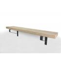 Eiken wandplank massief recht 120 cm op 30 cm diepe plankdragers