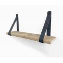 Steigerhout wandplank gebruikt 110 x 20 cm inclusief leren riemen antraciet