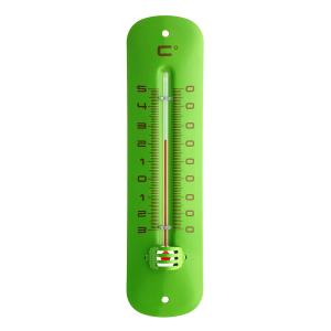 Metalen thermometer 19 cm groen voor gebruik binnen en buiten