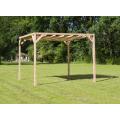 Vrijstaande pergola hout 2x5 meter met zand kleurig harmonicadoek