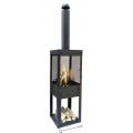 Buitenkachel met houtopslag vierkant