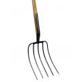 Mestvork 5 tanden houten steel 85 cm met T-greep en vaste veer verbinding